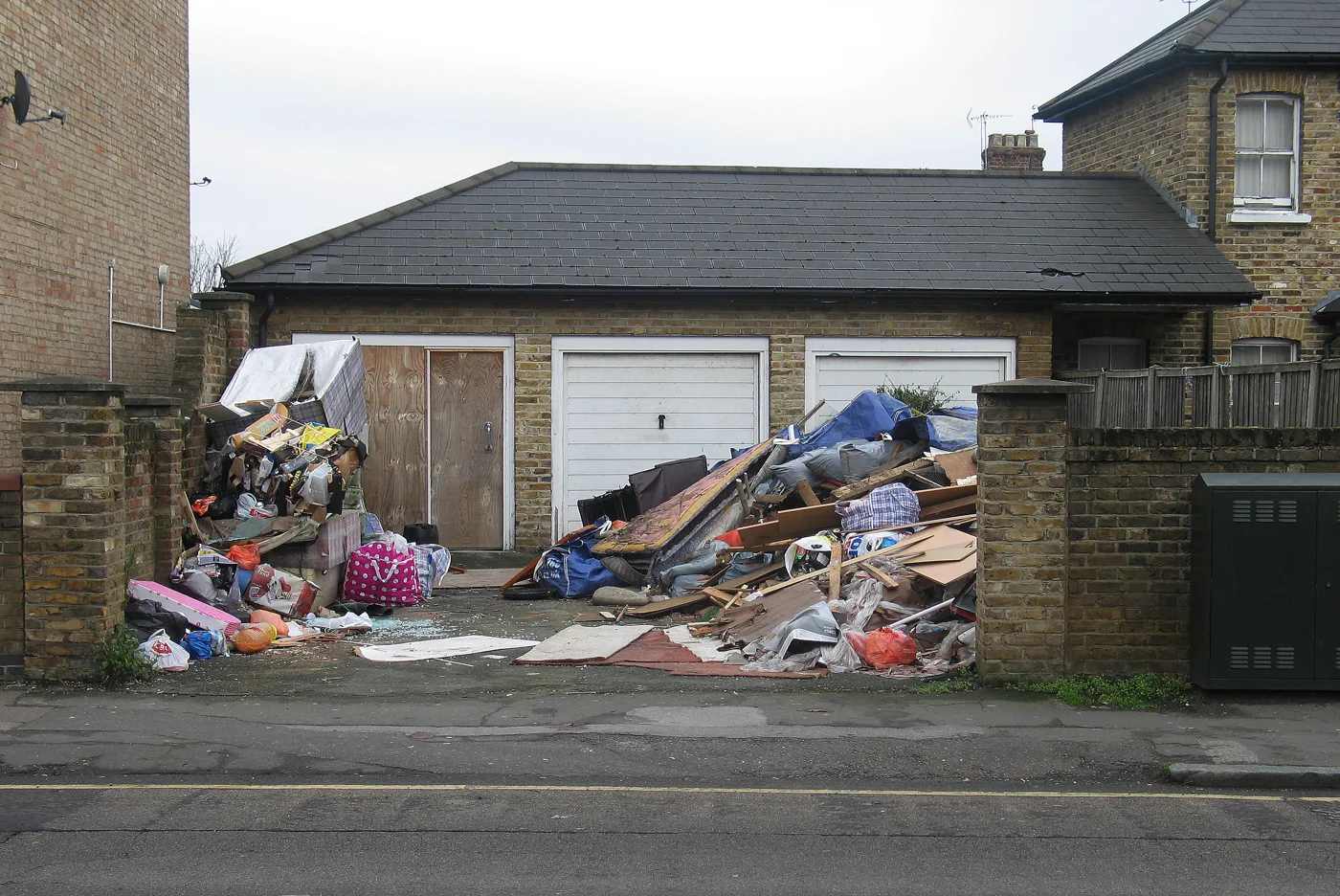 Fly-tipped waste in north London. The photograph is not of the Hillingdon incident and does not show the vehicle that was seized.