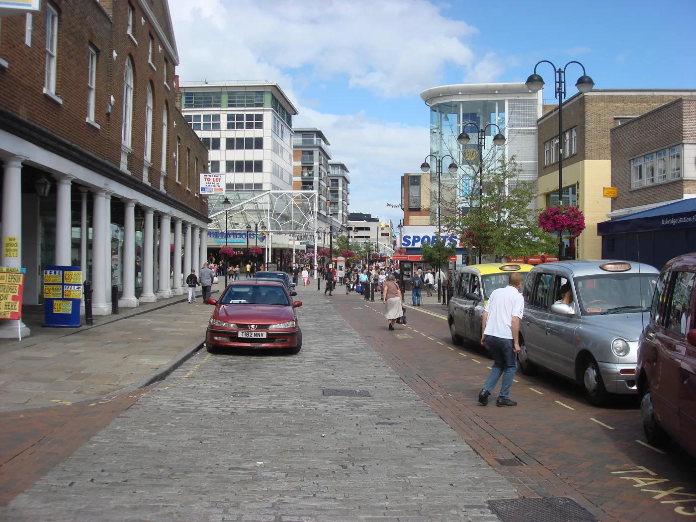 Uxbridge High Street, looking towards The Pavilions shopping centre.